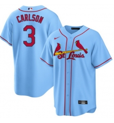 Men St Louis Cardinals 3 Dylan Carlson Blue Cool Base Stitched Jersey Men St Louis Cardinals 3 Dylan Carlson Blue Cool Base Stitched Jersey