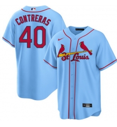 Men St Louis Cardinals 40 Willson Contreras Blue Cool Base Stitched Jersey Men St Louis Cardinals 40 Willson Contreras Blue Cool Base Stitched Jersey