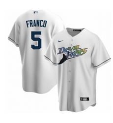 Men Tampa Bay Devil Rays 5 Wander Franco White Cool Base Stitched Jersey Men Tampa Bay Devil Rays 5 Wander Franco White Cool Base Stitched Jersey