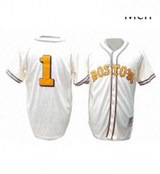 Mens Mitchell and Ness Boston Red Sox 1 Bobby Doerr Authentic Cream Throwback MLB Jersey Mens Mitchell and Ness Boston Red Sox 1 Bobby Doerr Authentic Cream Throwback MLB Jersey