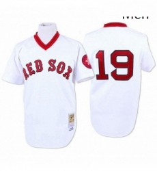 Mens Mitchell and Ness Boston Red Sox 19 Fred Lynn Replica White Throwback MLB Jersey Mens Mitchell and Ness Boston Red Sox 19 Fred Lynn Replica White Throwback MLB Jersey