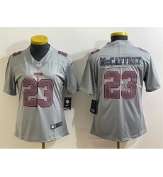 Women San Francisco 49ers 23 Christian McCaffrey Grey Atmosphere Fashion Stitched Jersey Women San Francisco 49ers 23 Christian McCaffrey Grey Atmosphere Fashion Stitched Jersey