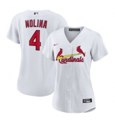 Women St Louis Cardinals 4 Yadier Molina White Stitched Baseball Jersey 28Run Small 29 Women St Louis Cardinals 4 Yadier Molina White Stitched Baseball Jersey 28Run Small 29