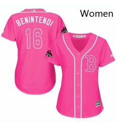 Womens Majestic Boston Red Sox 16 Andrew Benintendi Authentic Pink Fashion 2018 World Series Champions MLB Jersey Womens Majestic Boston Red Sox 16 Andrew Benintendi Authentic Pink Fashion 2018 World Series Champions MLB Jersey