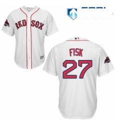 Womens Majestic Boston Red Sox 27 Carlton Fisk Authentic White Fashion 2018 World Series Champions MLB Jersey Womens Majestic Boston Red Sox 27 Carlton Fisk Authentic White Fashion 2018 World Series Champions MLB Jersey