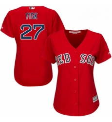 Womens Majestic Boston Red Sox 27 Carlton Fisk Replica Red Alternate Home MLB Jersey Womens Majestic Boston Red Sox 27 Carlton Fisk Replica Red Alternate Home MLB Jersey