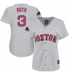 Womens Majestic Boston Red Sox 3 Babe Ruth Authentic Grey Road 2018 World Series Champions MLB Jersey Womens Majestic Boston Red Sox 3 Babe Ruth Authentic Grey Road 2018 World Series Champions MLB Jersey