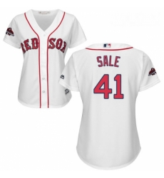 Womens Majestic Boston Red Sox 41 Chris Sale Authentic White Home 2018 World Series Champions MLB Jersey Womens Majestic Boston Red Sox 41 Chris Sale Authentic White Home 2018 World Series Champions MLB Jersey