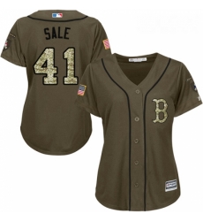 Womens Majestic Boston Red Sox 41 Chris Sale Replica Green Salute to Service MLB Jersey Womens Majestic Boston Red Sox 41 Chris Sale Replica Green Salute to Service MLB Jersey