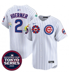 Men Chicago Cubs 2 Nico Hoerner White 2025 Tokyo Series Limited Stitched Baseball Jersey