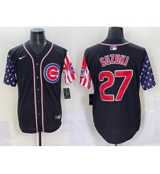 Men Chicago Cubs 27 Seiya Suzuki Black 2025 Independence Day Vapor Premier Limited Stitched Baseball Jersey Men Chicago Cubs 27 Seiya Suzuki Black 2025 Independence Day Vapor Premier Limited Stitched Baseball Jersey