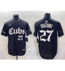 Men Chicago Cubs 27 Seiya Suzuki Black  27Gothic North Side Edition 27 Vapor Premier Limited Stitched Baseball Jersey