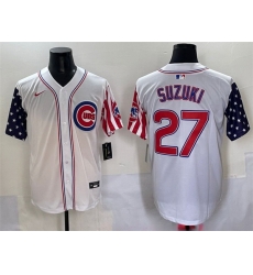 Men Chicago Cubs 27 Seiya Suzuki White 2025 Independence Day Vapor Premier Limited Stitched Baseball Jersey Men Chicago Cubs 27 Seiya Suzuki White 2025 Independence Day Vapor Premier Limited Stitched Baseball Jersey