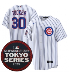 Men Chicago Cubs 30 Kyle Tucker White 2025 World Tour Tokyo Series Home Stitched Baseball Jersey Men Chicago Cubs 30 Kyle Tucker White 2025 World Tour Tokyo Series Home Stitched Baseball Jersey