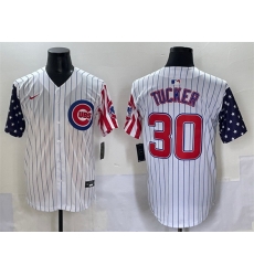 Men Chicago Cubs 30 Kyle Tucker White Pinstripe 2025 Independence Day Vapor Premier Limited Stitched Baseball Jersey Men Chicago Cubs 30 Kyle Tucker White Pinstripe 2025 Independence Day Vapor Premier Limited Stitched Baseball Jersey