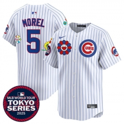 Men Chicago Cubs 5 Christopher Morel White 2025 Tokyo Series Limited Stitched Baseball Jersey