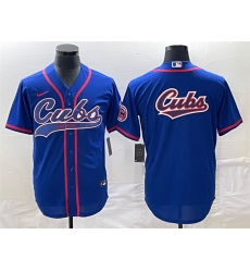 Men Chicago Cubs Royal Team Big Logo Cool Base Stitched Jersey Men Chicago Cubs Royal Team Big Logo Cool Base Stitched Jersey