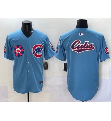 Men Chicago Cubs Team Big Logo Blue 2025 Tokyo Series 2nd Alternate Limited Stitched Baseball Jersey