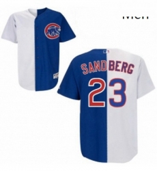 Mens Majestic Chicago Cubs 23 Ryne Sandberg Replica WhiteBlue Split Fashion MLB Jersey Mens Majestic Chicago Cubs 23 Ryne Sandberg Replica WhiteBlue Split Fashion MLB Jersey