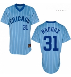 Mens Majestic Chicago Cubs 31 Greg Maddux Replica BlueWhite Strip Cooperstown Throwback MLB Jersey Mens Majestic Chicago Cubs 31 Greg Maddux Replica BlueWhite Strip Cooperstown Throwback MLB Jersey