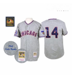Mens Mitchell and Ness 1968 Chicago Cubs 14 Ernie Banks Authentic Grey Throwback MLB Jersey Mens Mitchell and Ness 1968 Chicago Cubs 14 Ernie Banks Authentic Grey Throwback MLB Jersey
