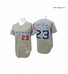 Mens Mitchell and Ness Chicago Cubs 23 Ryne Sandberg Authentic Grey Throwback MLB Jersey Mens Mitchell and Ness Chicago Cubs 23 Ryne Sandberg Authentic Grey Throwback MLB Jersey