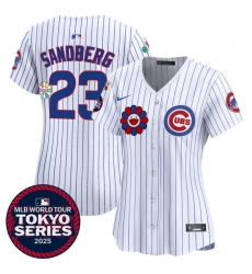 Women Chicago Cubs 23 Ryne Sandberg White 2025 Tokyo Series Limited Stitched Baseball Jersey Women Chicago Cubs 23 Ryne Sandberg White 2025 Tokyo Series Limited Stitched Baseball Jersey