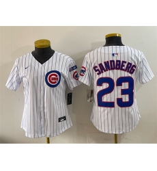 Women Chicago Cubs 23 Ryne Sandberg White Pinstripe Ryne Sandberg Tribute Vapor Limited V3 Stitched Baseball Jersey Women Chicago Cubs 23 Ryne Sandberg White Pinstripe Ryne Sandberg Tribute Vapor Limited V3 Stitched Baseball Jersey
