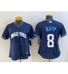 Women Chicago Cubs 8 Ian Happ Navy City Connect Stitched Jersey