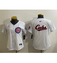 Women Chicago Cubs Team Big Logo White Home Limited Stitched Baseball Jersey Women Chicago Cubs Team Big Logo White Home Limited Stitched Baseball Jersey