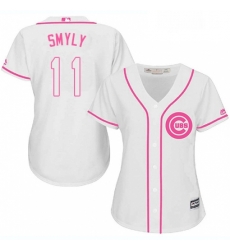 Womens Majestic Chicago Cubs 11 Drew Smyly Replica White Fashion MLB Jersey 