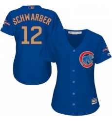 Womens Majestic Chicago Cubs 12 Kyle Schwarber Authentic Royal Blue 2017 Gold Champion MLB Jersey Womens Majestic Chicago Cubs 12 Kyle Schwarber Authentic Royal Blue 2017 Gold Champion MLB Jersey