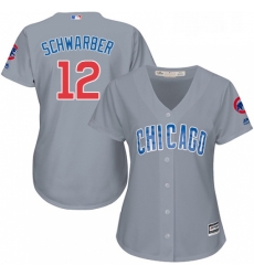 Womens Majestic Chicago Cubs 12 Kyle Schwarber Replica Grey Road MLB Jersey Womens Majestic Chicago Cubs 12 Kyle Schwarber Replica Grey Road MLB Jersey