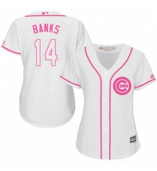 Womens Majestic Chicago Cubs 14 Ernie Banks Replica White Fashion MLB Jersey Womens Majestic Chicago Cubs 14 Ernie Banks Replica White Fashion MLB Jersey