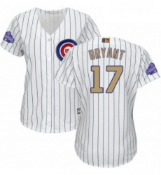 Womens Majestic Chicago Cubs 17 Kris Bryant Authentic White 2017 Gold Program MLB Jersey Womens Majestic Chicago Cubs 17 Kris Bryant Authentic White 2017 Gold Program MLB Jersey
