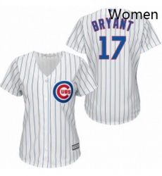 Womens Majestic Chicago Cubs 17 Kris Bryant Authentic WhiteBlue Strip Fashion MLB Jersey Womens Majestic Chicago Cubs 17 Kris Bryant Authentic WhiteBlue Strip Fashion MLB Jersey
