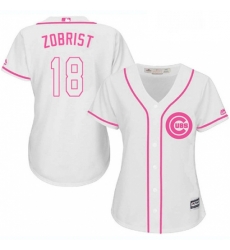 Womens Majestic Chicago Cubs 18 Ben Zobrist Replica White Fashion MLB Jersey Womens Majestic Chicago Cubs 18 Ben Zobrist Replica White Fashion MLB Jersey