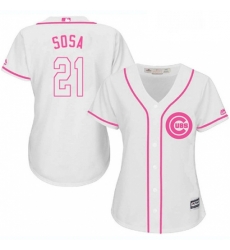 Womens Majestic Chicago Cubs 21 Sammy Sosa Authentic White Fashion MLB Jersey Womens Majestic Chicago Cubs 21 Sammy Sosa Authentic White Fashion MLB Jersey