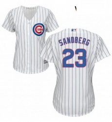 Womens Majestic Chicago Cubs 23 Ryne Sandberg Authentic WhiteBlue Strip Fashion MLB Jersey Womens Majestic Chicago Cubs 23 Ryne Sandberg Authentic WhiteBlue Strip Fashion MLB Jersey