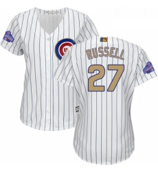 Womens Majestic Chicago Cubs 27 Addison Russell Authentic White 2017 Gold Program MLB Jersey Womens Majestic Chicago Cubs 27 Addison Russell Authentic White 2017 Gold Program MLB Jersey