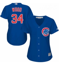 Womens Majestic Chicago Cubs 34 Kerry Wood Authentic Royal Blue Alternate MLB Jersey Womens Majestic Chicago Cubs 34 Kerry Wood Authentic Royal Blue Alternate MLB Jersey