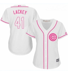 Womens Majestic Chicago Cubs 41 John Lackey Replica White Fashion MLB Jersey Womens Majestic Chicago Cubs 41 John Lackey Replica White Fashion MLB Jersey