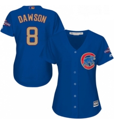 Womens Majestic Chicago Cubs 8 Andre Dawson Authentic Royal Blue 2017 Gold Champion MLB Jersey Womens Majestic Chicago Cubs 8 Andre Dawson Authentic Royal Blue 2017 Gold Champion MLB Jersey