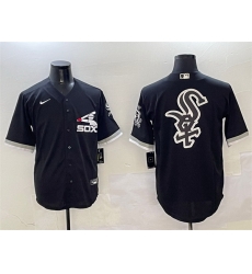 Men Chicago White Sox Black Team Big Logo Cool Base Stitched Jersey