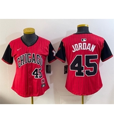 Women Chicago White Sox 45 Michael Jordan Red Black 2025 City Connect Limited Stitched Baseball Jersey Women Chicago White Sox 45 Michael Jordan Red Black 2025 City Connect Limited Stitched Baseball Jersey