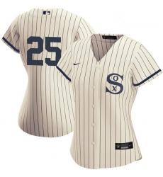Women Chicago White Sox Field of Dreams 25 Andrew Vaughn Cream Jersey Women Chicago White Sox Field of Dreams 25 Andrew Vaughn Cream Jersey