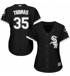 Womens Majestic Chicago White Sox 35 Frank Thomas Replica Black Alternate Home Cool Base MLB Jersey Womens Majestic Chicago White Sox 35 Frank Thomas Replica Black Alternate Home Cool Base MLB Jersey