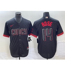 Men Cincinnati Reds 14 Pete Rose Black 2023 City Connect Cool Base Stitched Baseball Jersey Men Cincinnati Reds 14 Pete Rose Black 2023 City Connect Cool Base Stitched Baseball Jersey