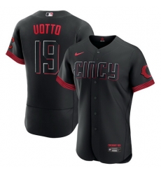 Men Cincinnati Reds 19 Joey Votto Black 2023 City Connect Flex Base Stitched Jersey Men Cincinnati Reds 19 Joey Votto Black 2023 City Connect Flex Base Stitched Jersey
