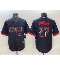 Men Cincinnati Reds 27 Jake Fraley Black 2023 City Connect Cool Base Stitched Baseball Jersey 2 Men Cincinnati Reds 27 Jake Fraley Black 2023 City Connect Cool Base Stitched Baseball Jersey 2